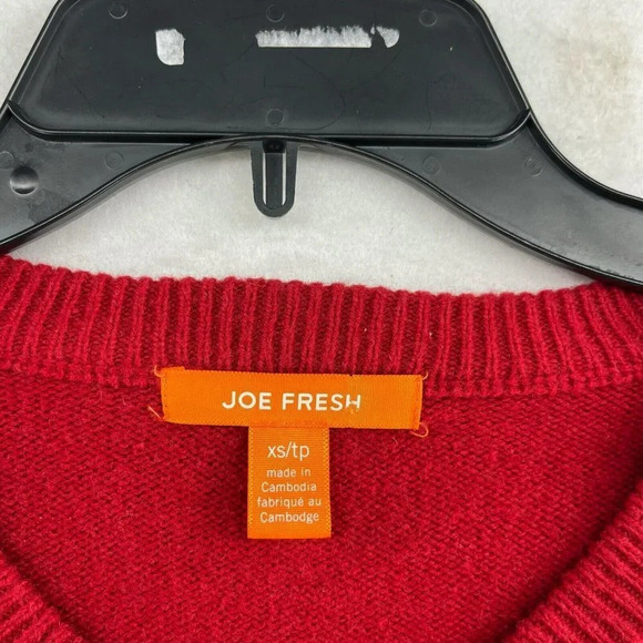 Joe Fresh Sweater Womens XS V-Neck Long Sleeve Ribbed Knit Pullover Wool Blend - Picture 10 of 12